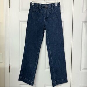 Talbots Simply Flattering Wide Leg Wide Hem Darker Wash Jeans Sz 2P